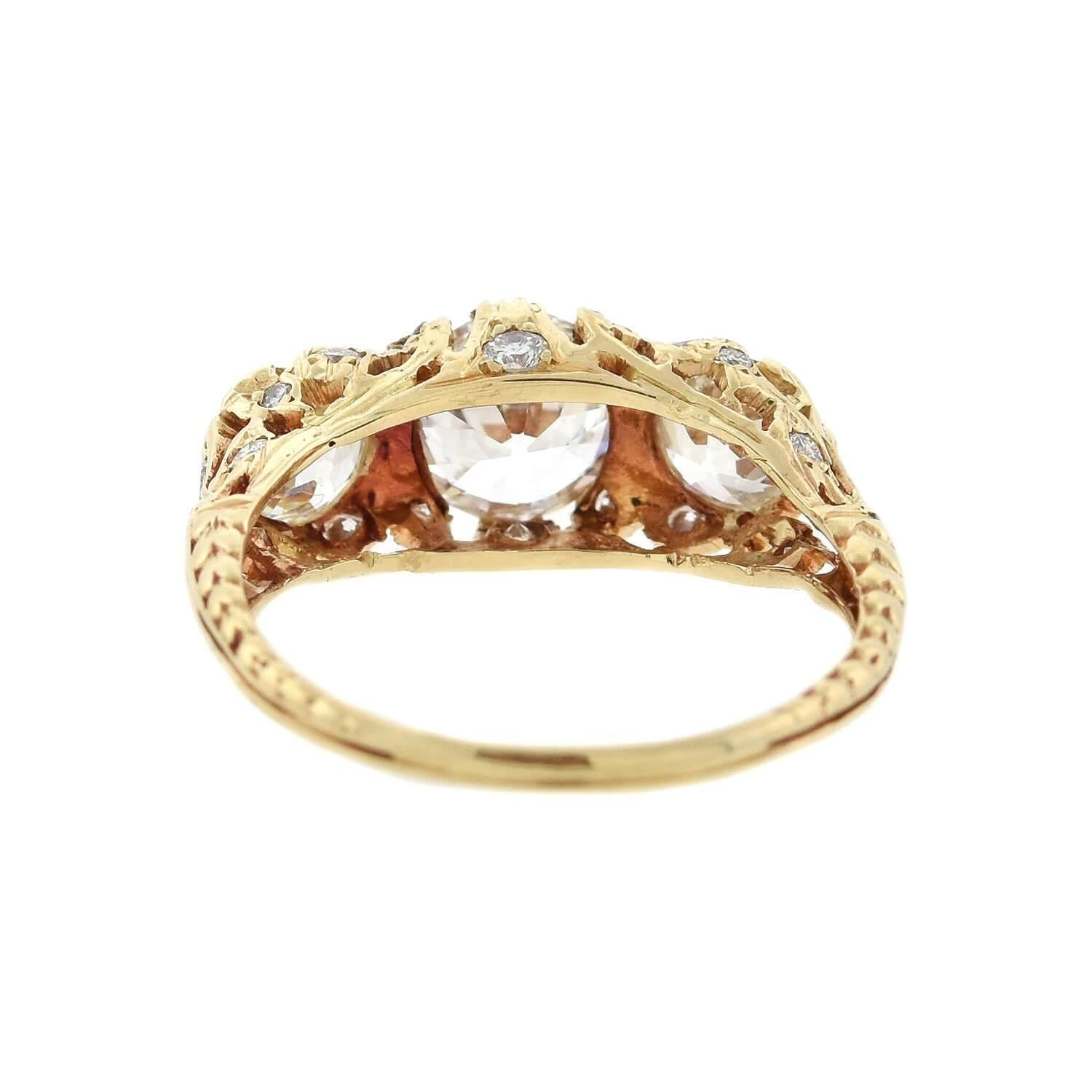 Women's Edwardian 14kt and Diamond 3-Stone Ring