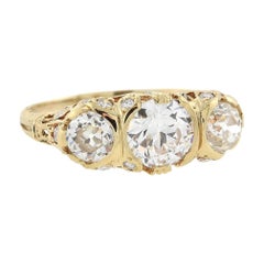 Antique Edwardian 14kt and Diamond 3-Stone Ring