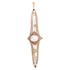Edwardian 14kt Baroque Pearl and Seed Pearl Conversion Pendant