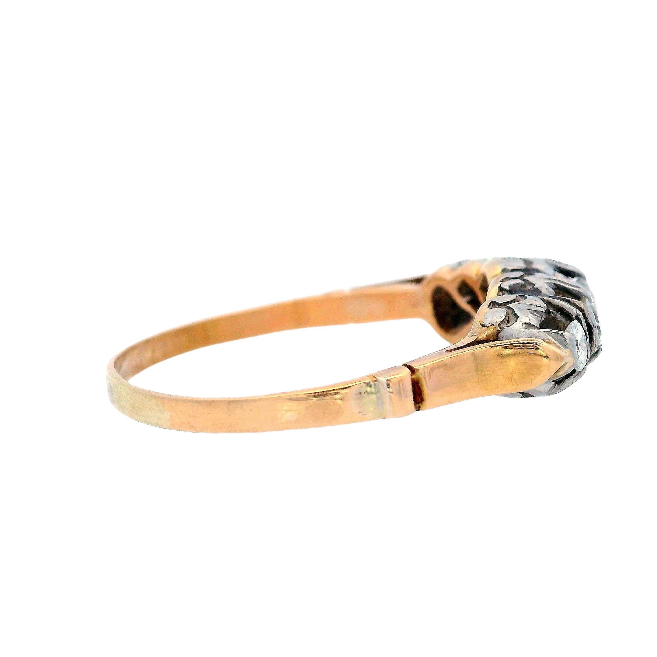 Edwardian 14kt Gold and Platinum 5 Diamonds Ring For Sale 1