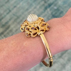 Edwardian, 14kt Yellow Gold Ruby and Textured Vintage Opal Vintage Bracelet