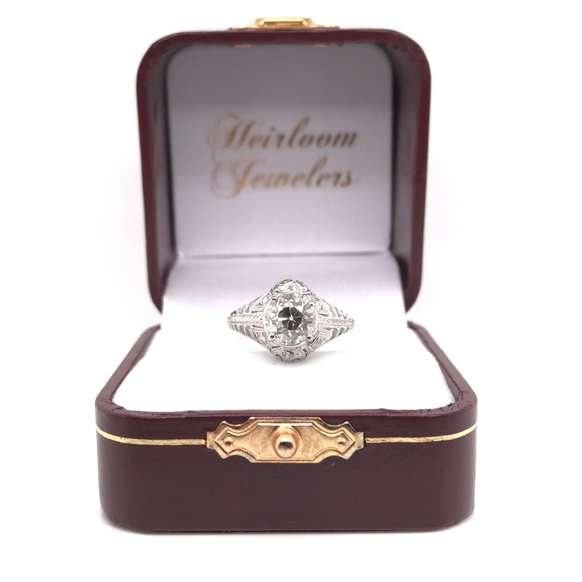 Edwardian 1.50 Carat Diamond Platinum Ring For Sale 7