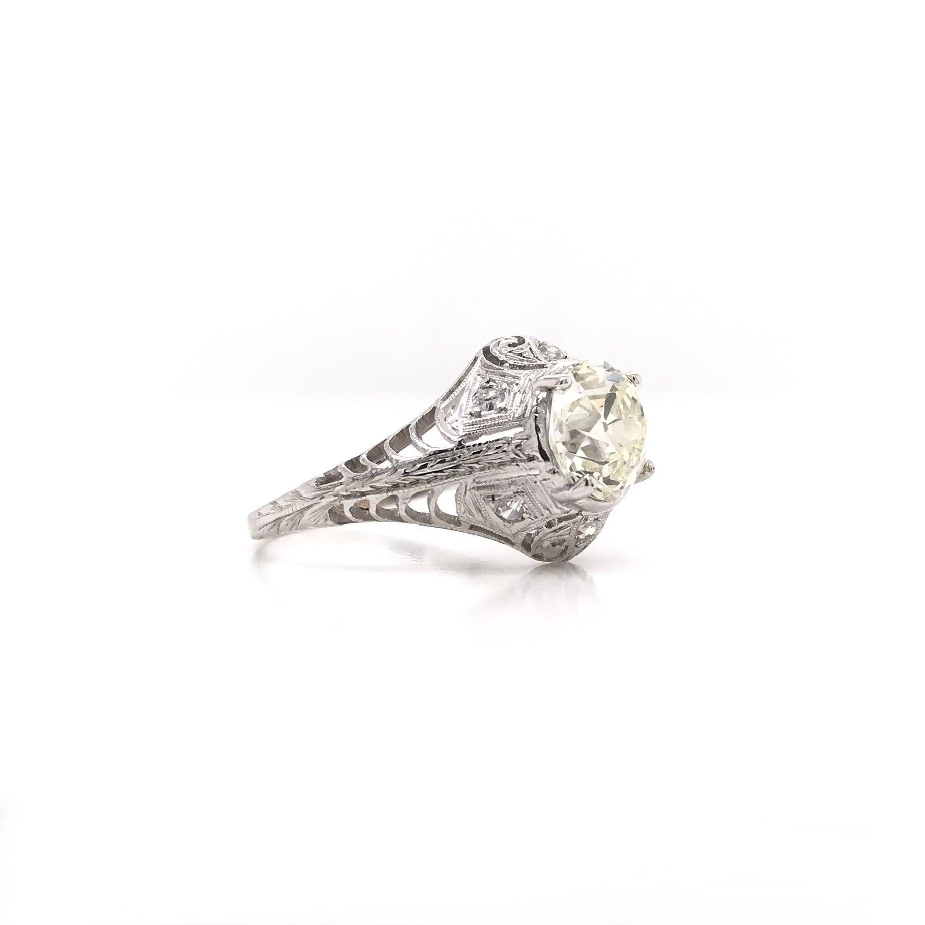 Women's Edwardian 1.50 Carat Diamond Platinum Ring For Sale