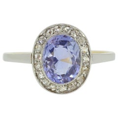 Bague édouardienne halo de saphirs de 1,50 carat et diamants