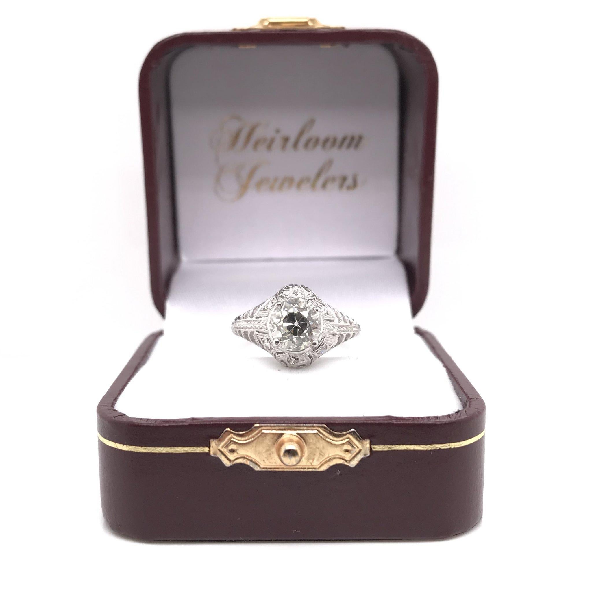 Edwardian 1.50 Carat Vintage Platinum Diamond Engagement Ring 4