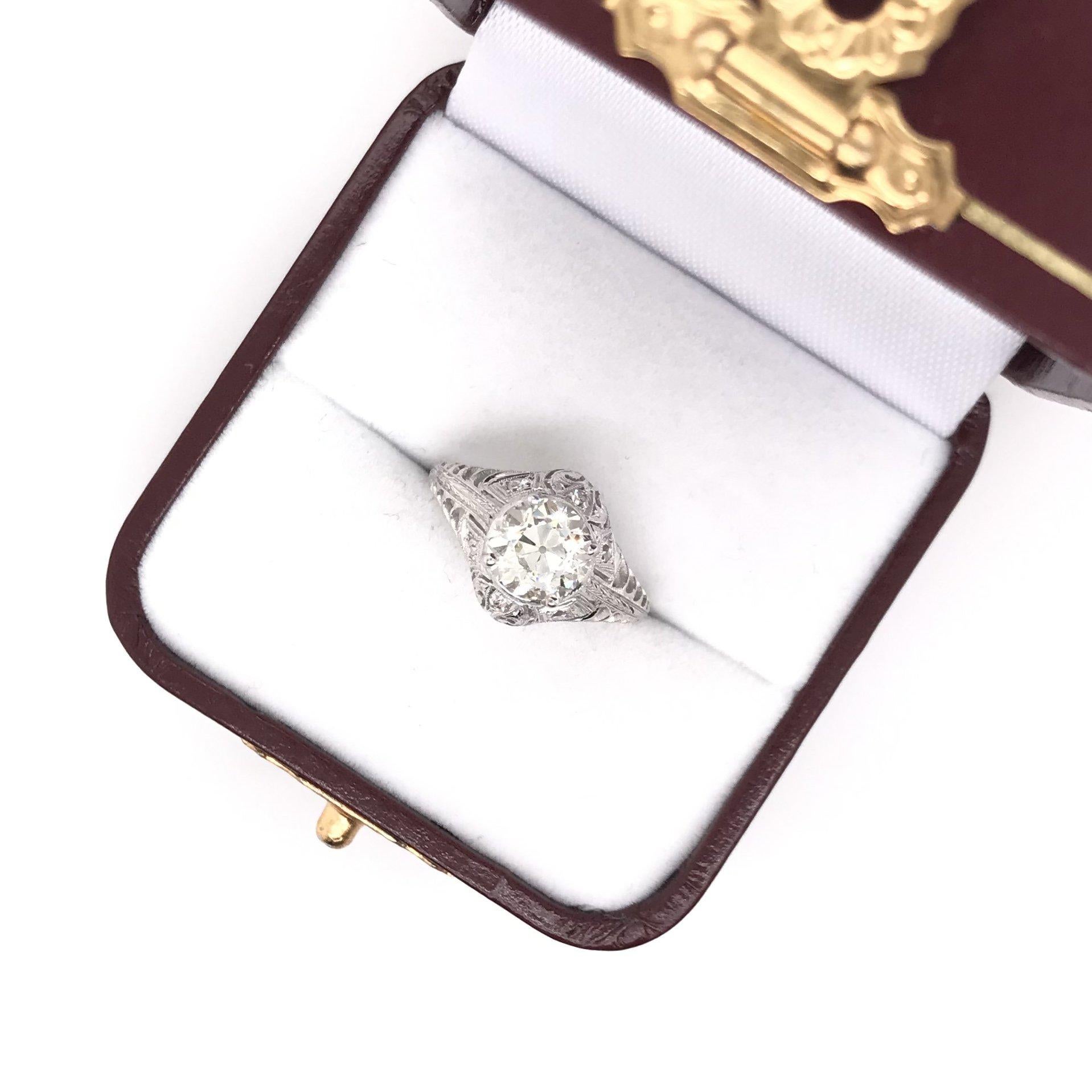 Edwardian 1.50 Carat Vintage Platinum Diamond Engagement Ring 6