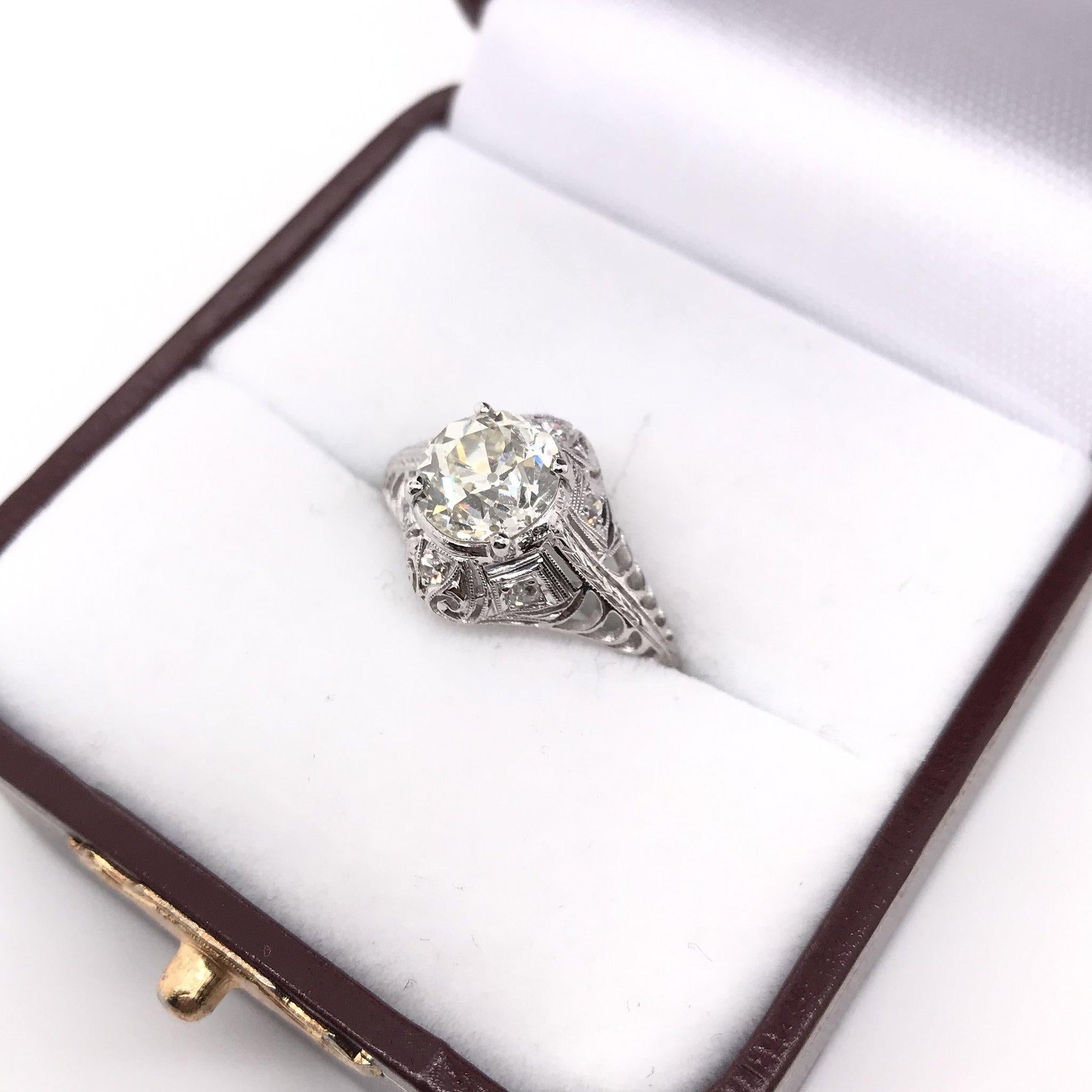 Old European Cut Edwardian 1.50 Carat Vintage Platinum Diamond Engagement Ring