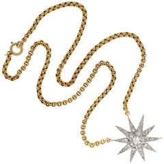 Edwardian 1.50 Total Carat Diamond Starburst Pendant Necklace