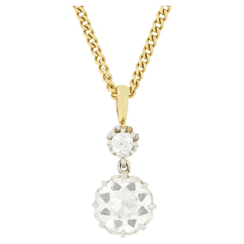 Edwardian 1.50ct Diamond Drop Pendant, c.1910s
