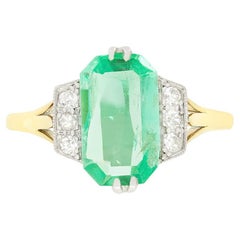Edwardian 1.50ct Emerald and Diamond Ring, c.1910s