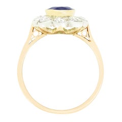 Edwardian 1.50ct Sapphire and Diamond Cluster Ring, c.1910s