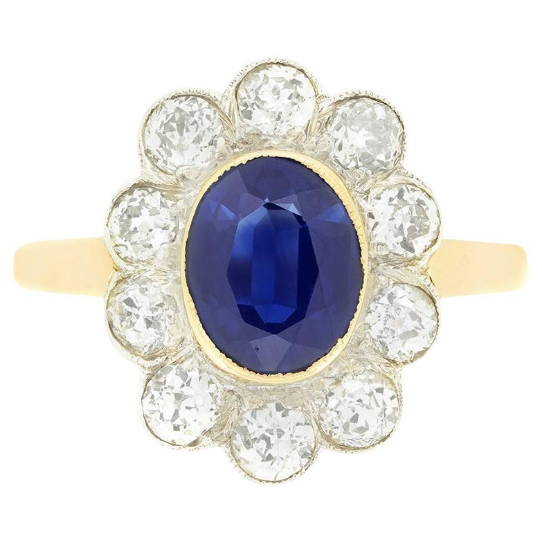 Anello Edwardiano con zaffiro e diamanti da 1,50 carati, 1910 ca.