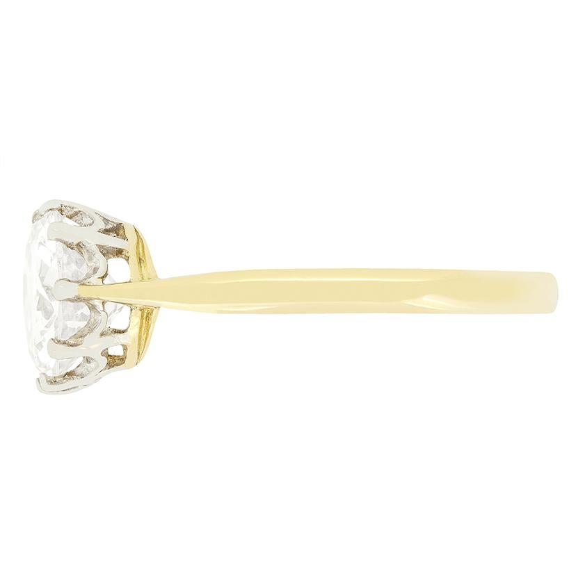 Édouardien Bague solitaire en diamant de 1,51 ct de style édouardien, C.C.A. en vente