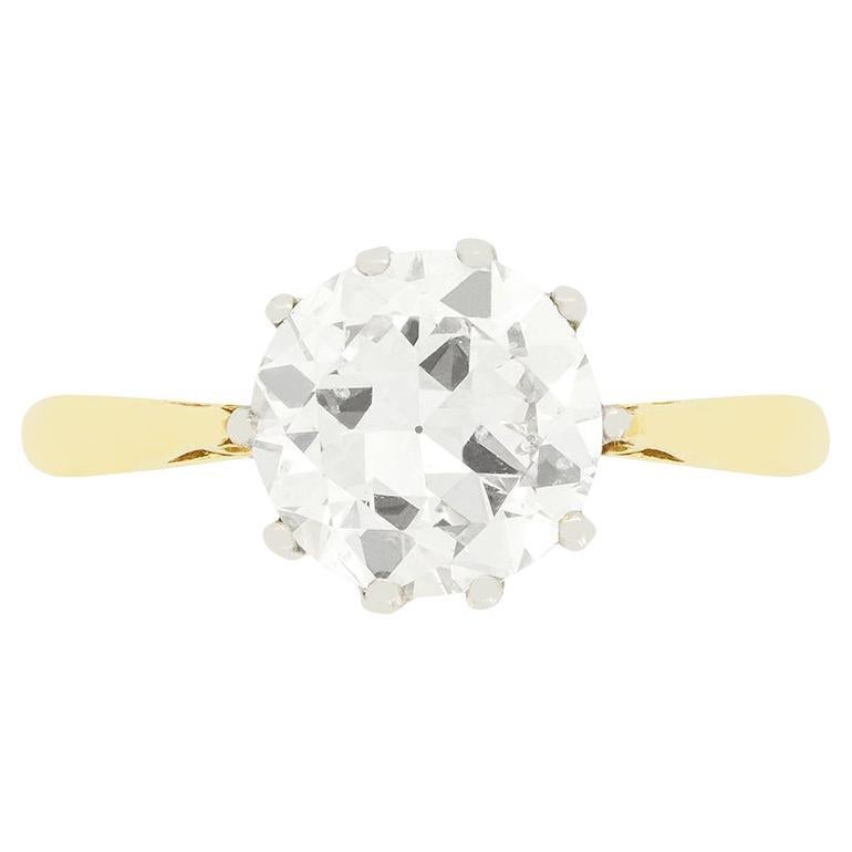 Bague solitaire en diamant de 1,51 ct de style édouardien, C.C.A.