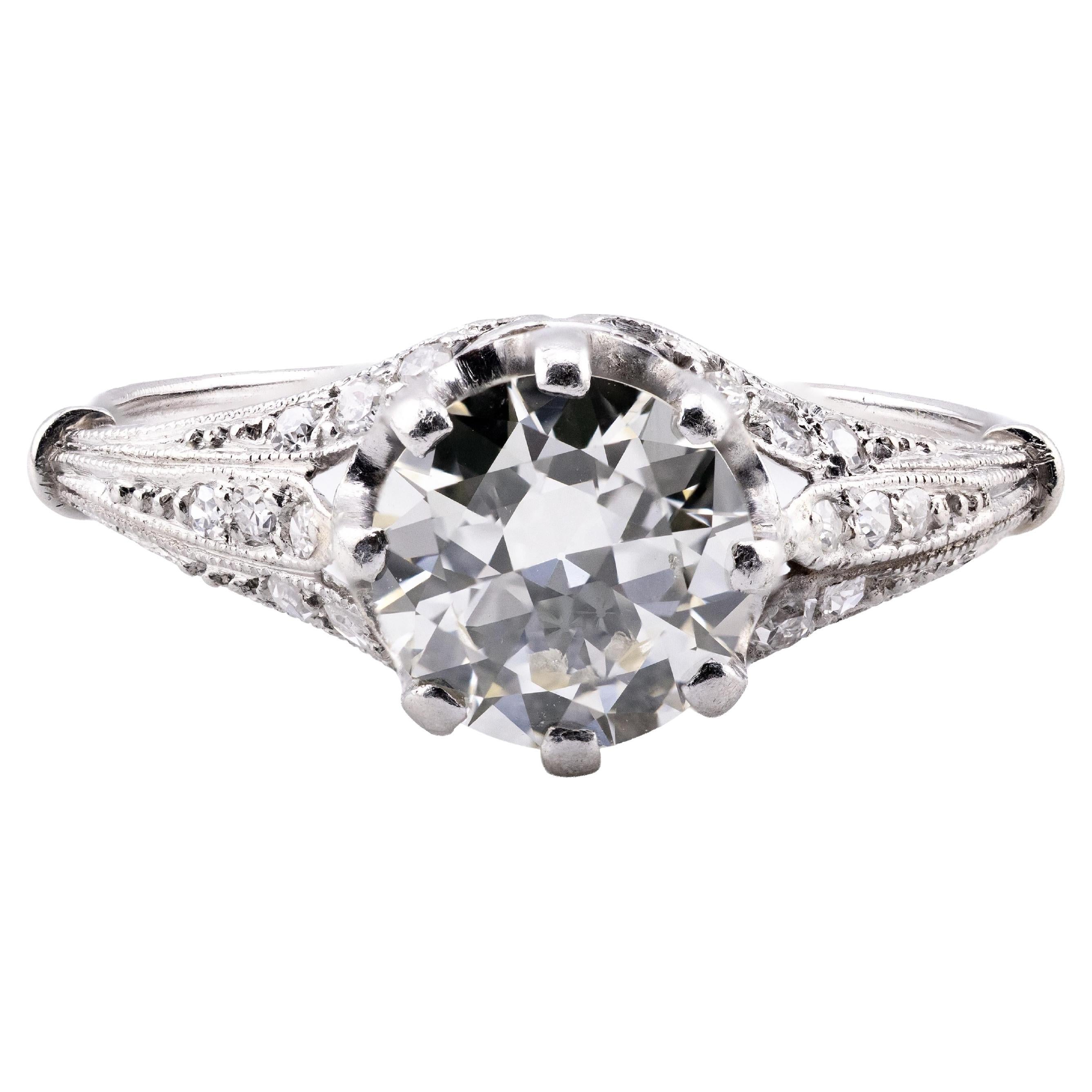 Edwardian 1.51CTW Diamond Engagement Ring in Platinum Circa 1900
