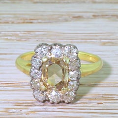 Edwardian 1.52 Carat Rose Cut and Old Cut Diamond Coronet Cluster Ring