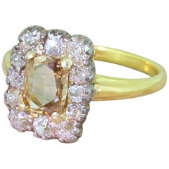 Edwardian 1.52 Carat Rose Cut and Old Cut Diamond Coronet Cluster Ring