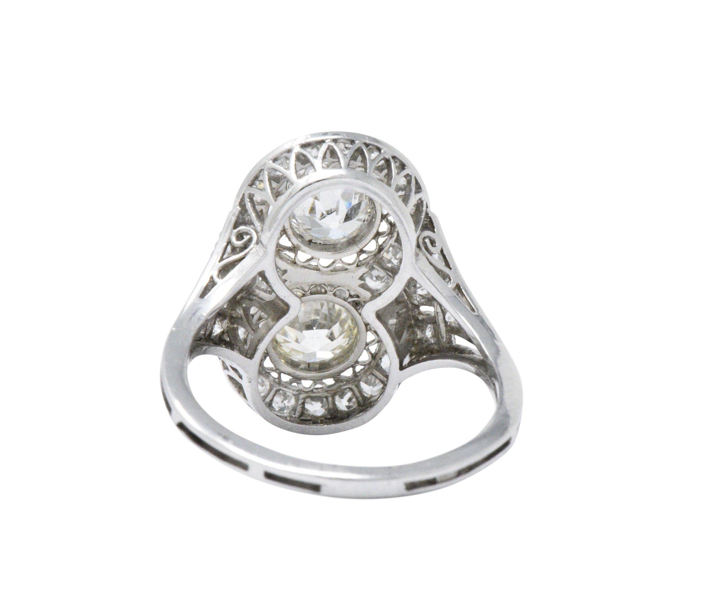 Edwardian 1.54 CTW Toi Et Moi Diamond Platinum Engagement Alternative Ring 1