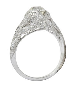 Edwardian 1.55 Carat Diamond Platinum Bow Engagement Ring GIA