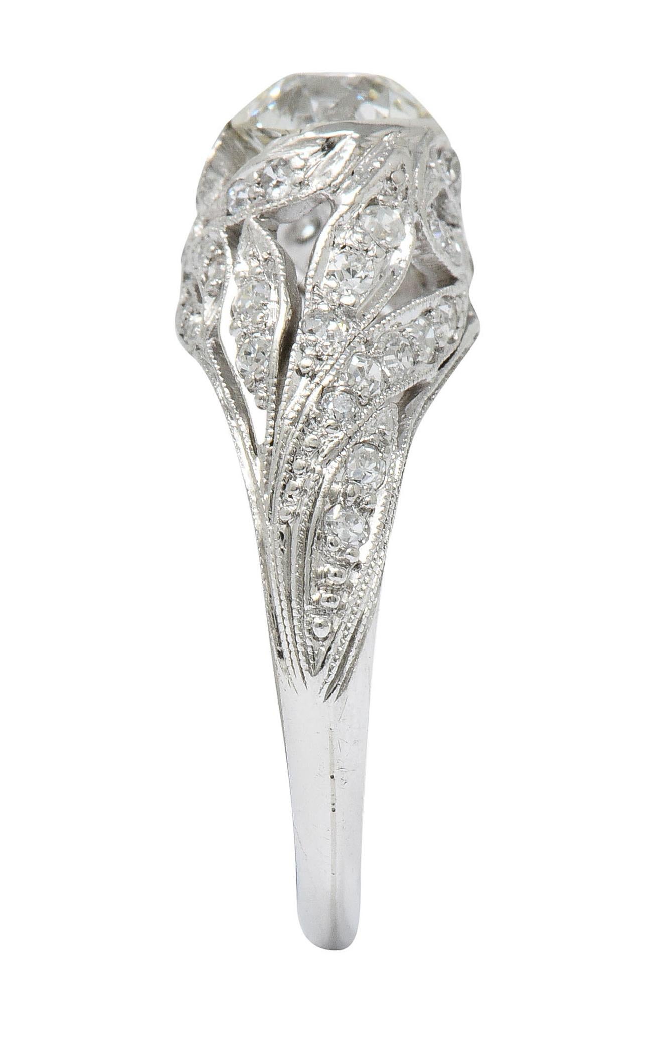 Edwardian 1.55 Carat Diamond Platinum Bow Engagement Ring GIA 4
