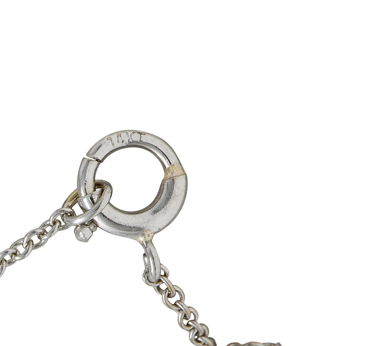 Collier pendentif édouardien ancien à fleurs en platine et or 14 carats avec diamants 1,55 carat poids total en vente 2