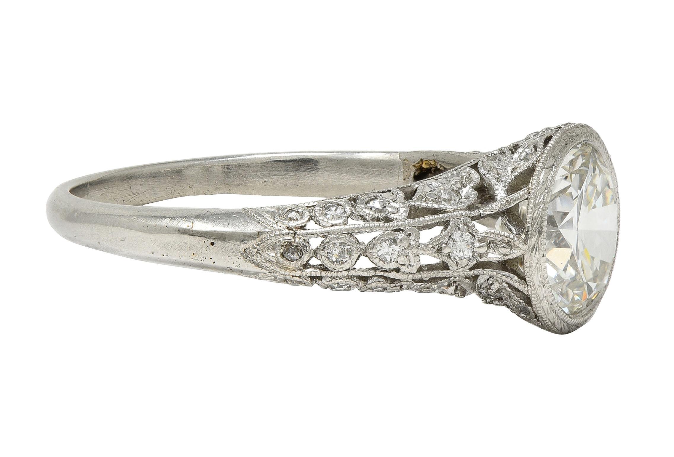 Women's or Men's Edwardian 1.55 CTW Diamond Platinum Antique Lily-Of-The-Valley Engagement Ring For Sale