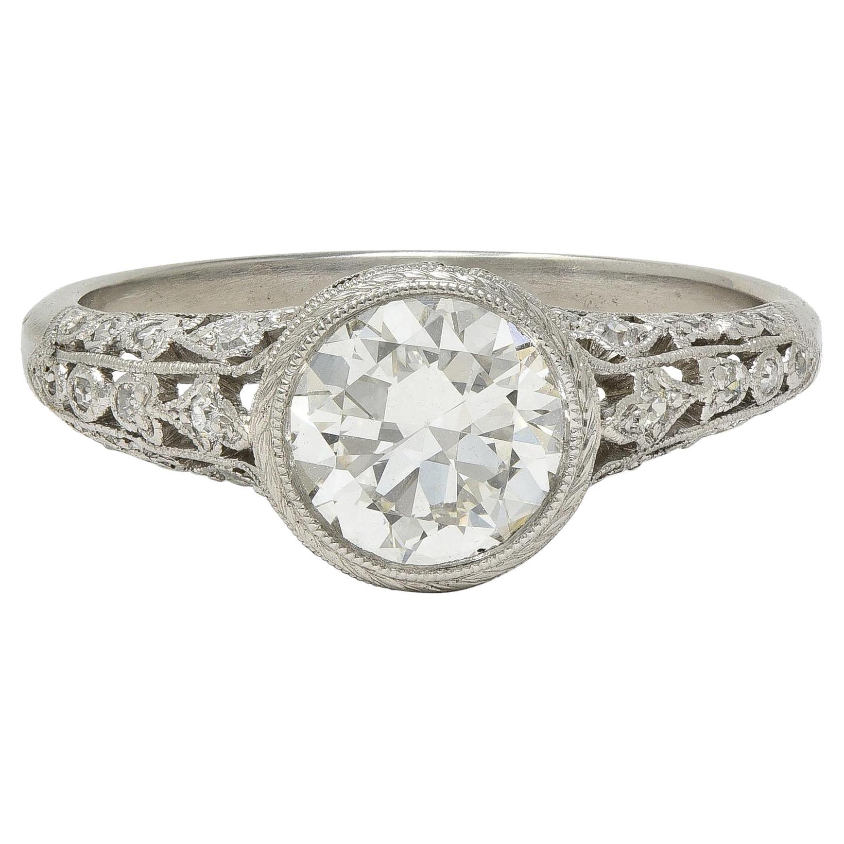 Edwardian 1.55 CTW Diamond Platinum Antique Lily-Of-The-Valley Engagement Ring
