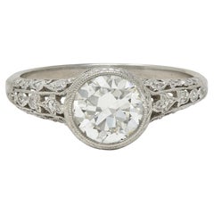 Edwardian 1.55 CTW Diamond Platinum Antique Lily-Of-The-Valley Engagement Ring