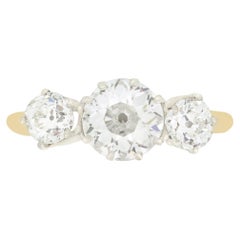 Edwardian 1.55ct Diamond Three Stone Ring, c.1910s