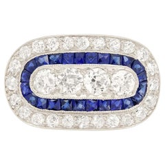 Edwardian 1.56 Carat Diamond and Sapphire Cluster Ring, C.1910s