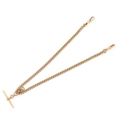 Edwardian 15ct Gold Curb Link Albert Chain, 16.5”, 45.5g, Circa 1910