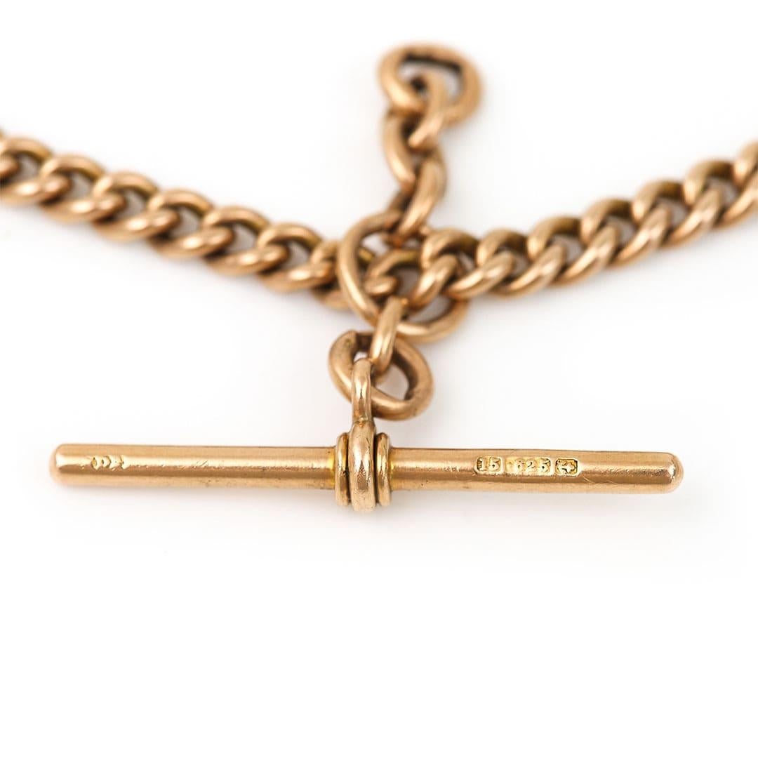 Edwardian 15ct Gold Curb Link Albert Chain, 16.5”, 45.5g, Circa 1910 In Good Condition In Lancashire, Oldham