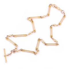 Edwardian 15 Carat Gold Fancy Link Albert Watch Chain Necklace