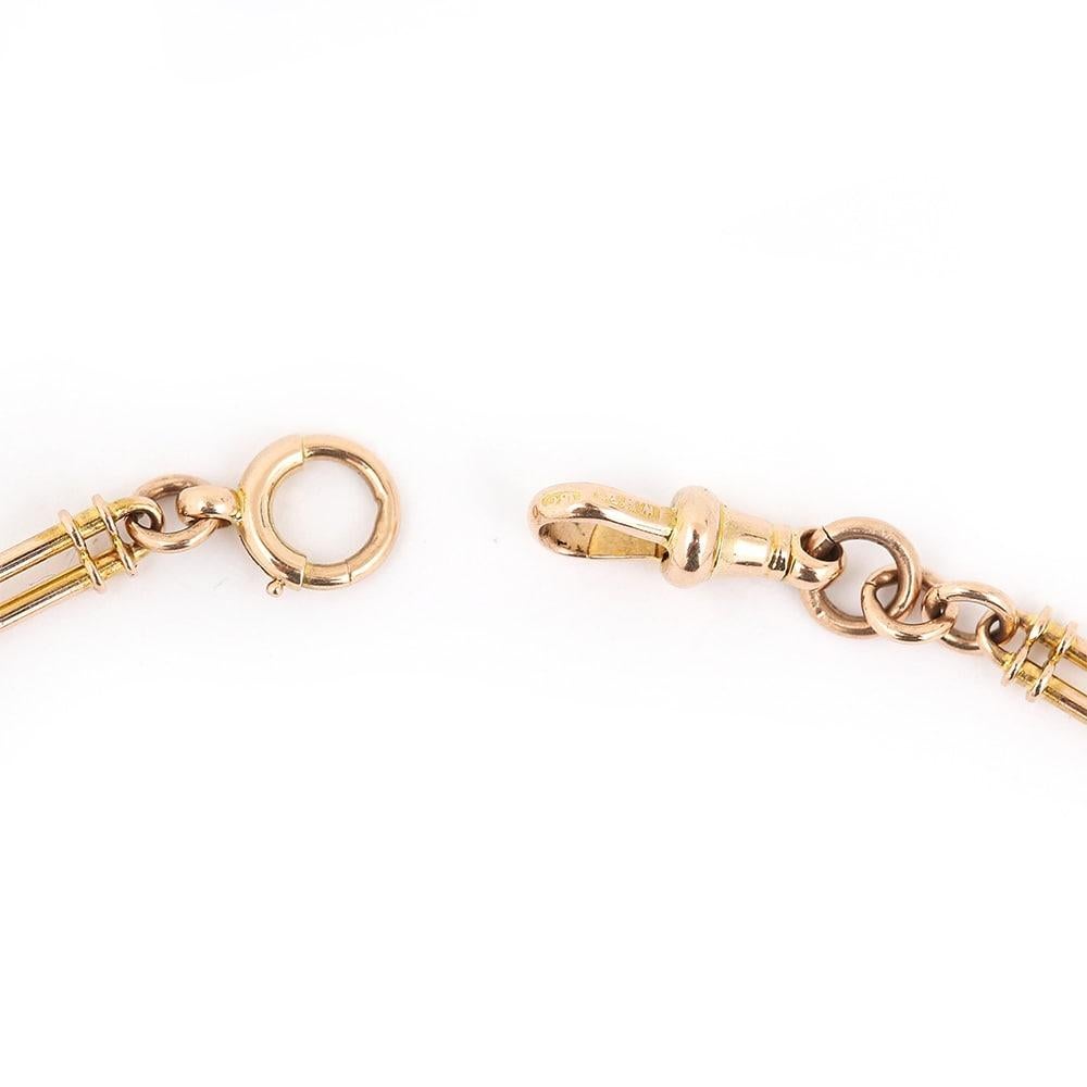 Women's or Men's Edwardian 15 Carat Gold Fancy Link Albert Watch Chain Necklace