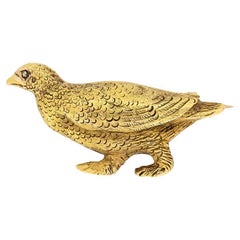 Edwardian 15ct Gold Grouse Brooch, c.1910s