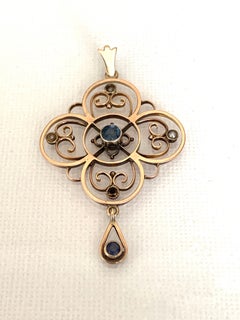 Edwardian 15ct Rose Gold Sapphire set Pendant