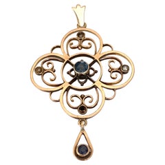 Antique Edwardian 15ct Rose Gold Sapphire set Pendant