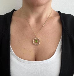 Edwardian 15ct Yellow Gold, Peridot & Seed Pearl Pendant, Circa 1910