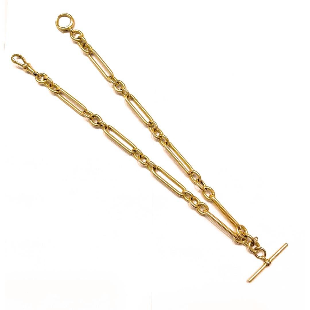 Edwardian 15ct Yellow Gold Trombone Link Albert Watch Chain 56.5g circa 1910 In Good Condition In Lancashire, Oldham