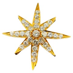 Broche/pendentif édouardien en or jaune 15 carats avec une étoile en diamants, vers 1910-1925