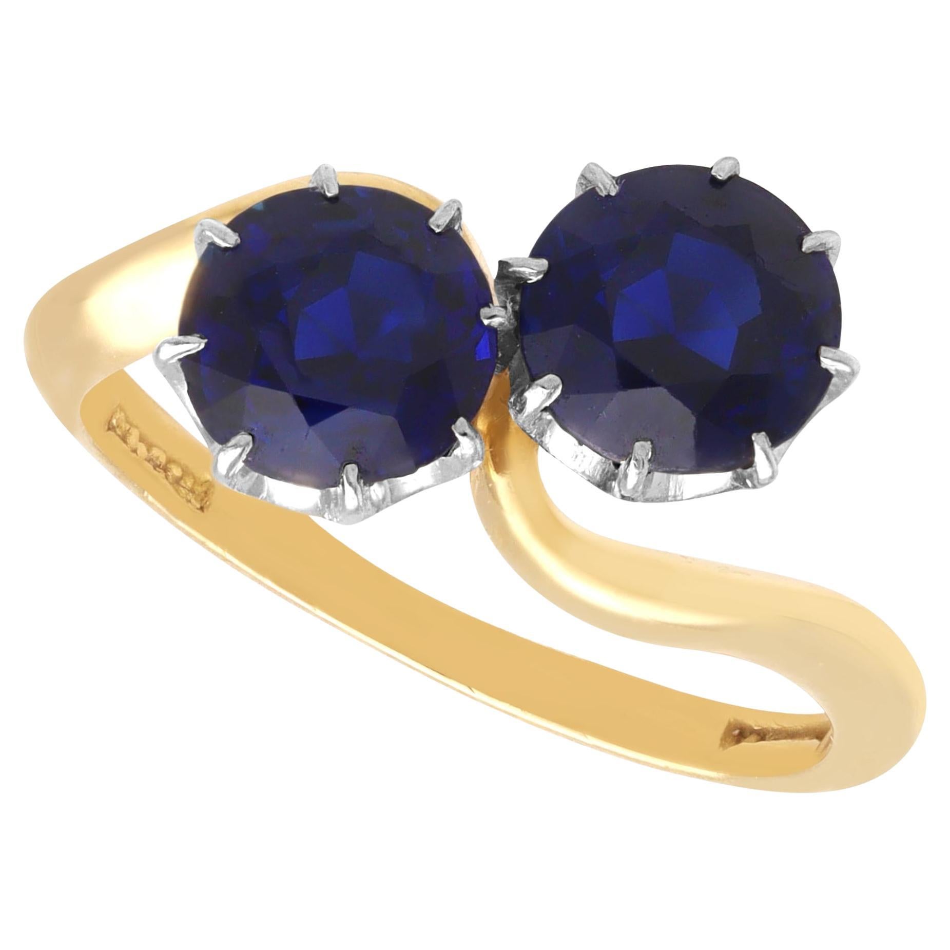 Edwardian 1,60 Karat Basalt Saphir Twist Ring in 18k Gelbgold