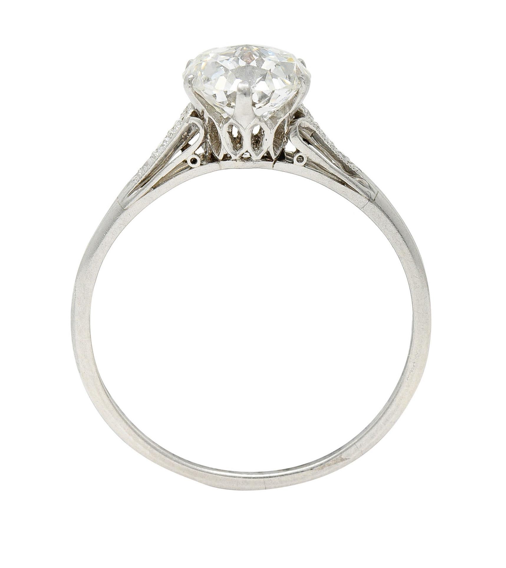 Edwardian 1.50 Carat Jubilee Cut Antique Diamond Platinum Engagement Ring 2