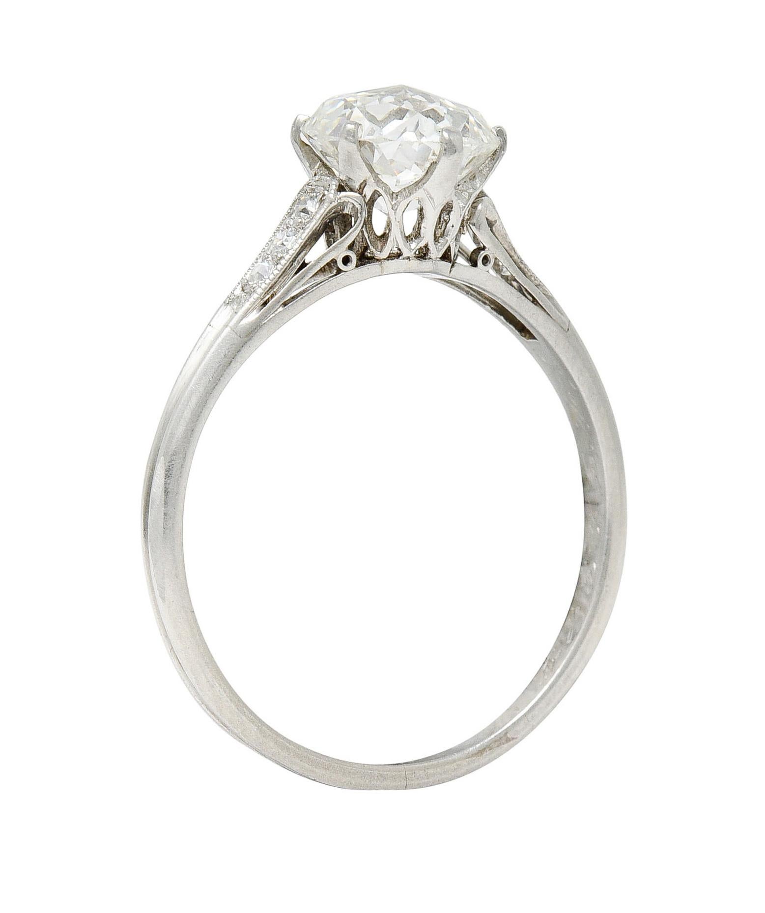 Edwardian 1.50 Carat Jubilee Cut Antique Diamond Platinum Engagement Ring 3