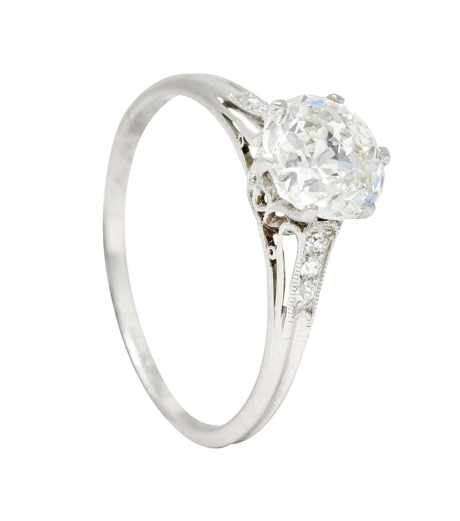 Edwardian 1.50 Carat Jubilee Cut Antique Diamond Platinum Engagement Ring 4