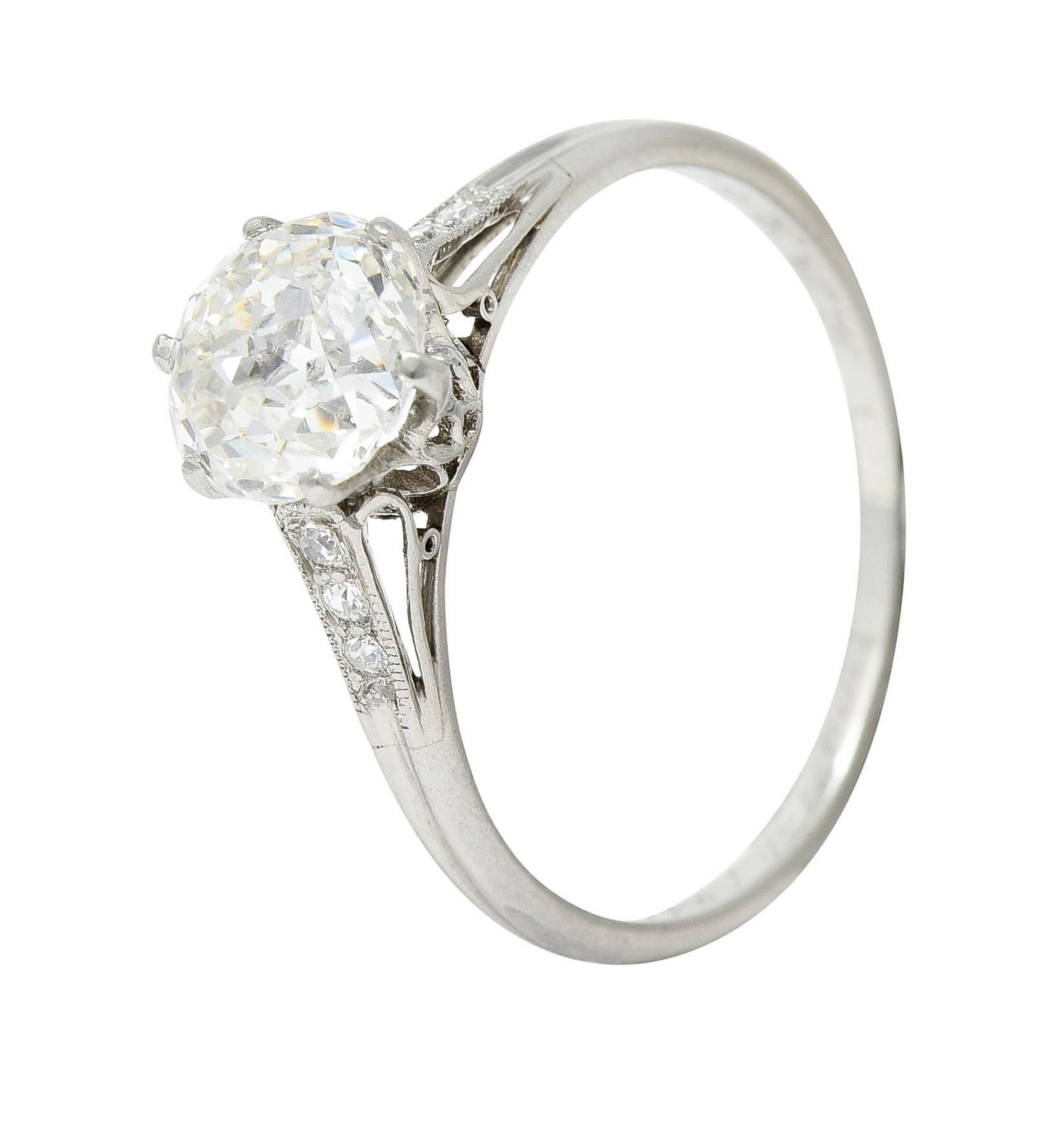 Edwardian 1.50 Carat Jubilee Cut Antique Diamond Platinum Engagement Ring 1