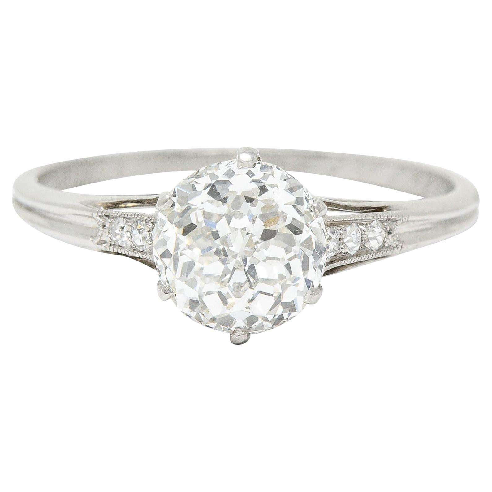 Edwardian 1.50 Carat Jubilee Cut Antique Diamond Platinum Engagement Ring