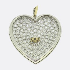 Edwardian 16.00 Carat Diamond Love Heart Pendant Brooch