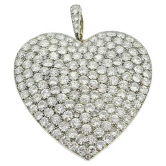 Edwardian 16.00 Carat Diamond Love Heart Pendant Brooch