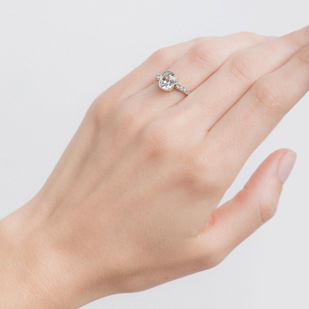 Edwardian 1.61 Carat Diamond Platinum Vintage Inspired Engagement Ring 2