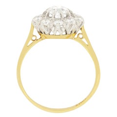 Edwardian 1.62 Ct Diamond Daisy Cluster Ring, C.1910s